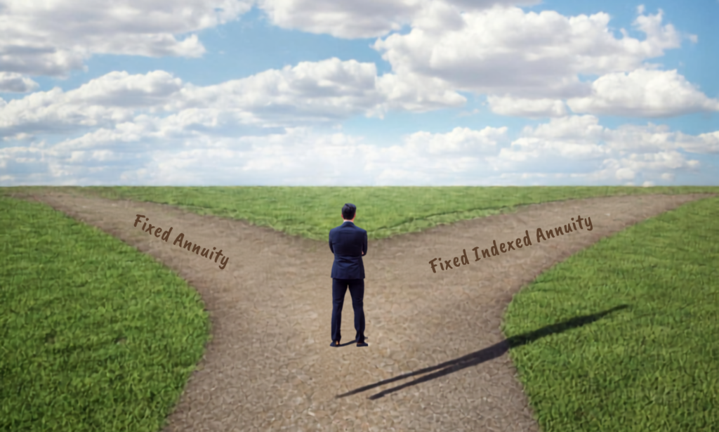 agent choosing between fixed annuity path and fixed indexed annuity path